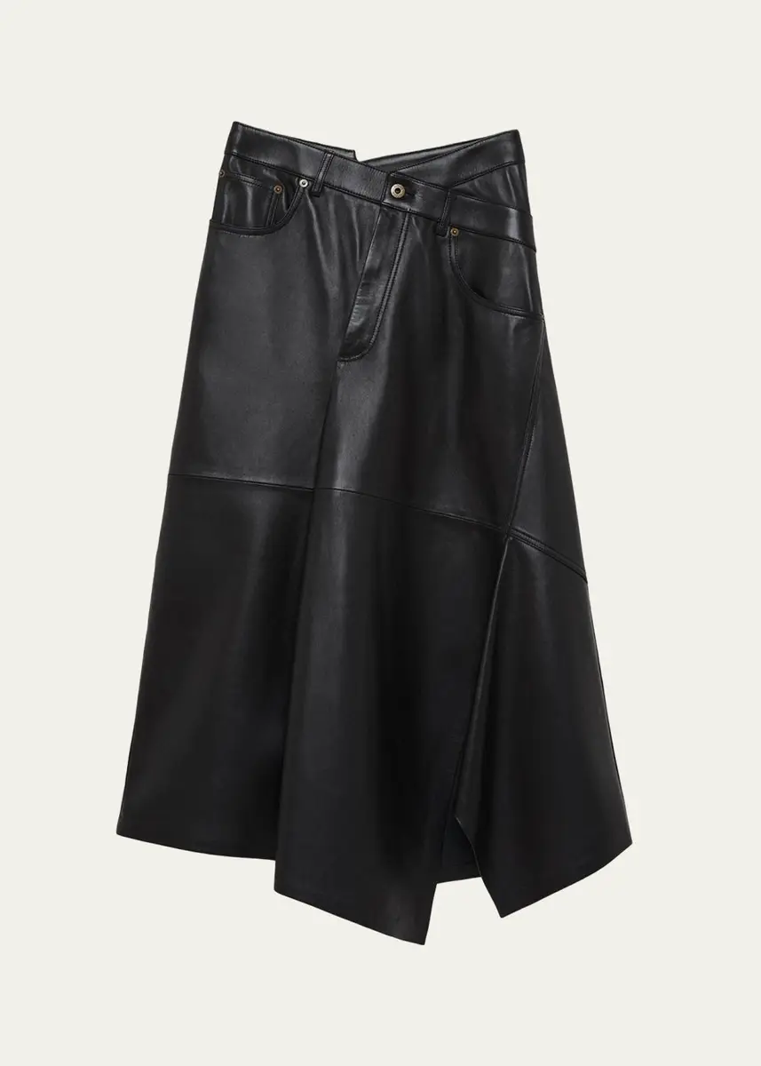 Loewe Asymmetric Leather Midi Skirt | Thumbnail 2 Loewe Asymmetric Leather Midi Skirt | Thumbnail 2