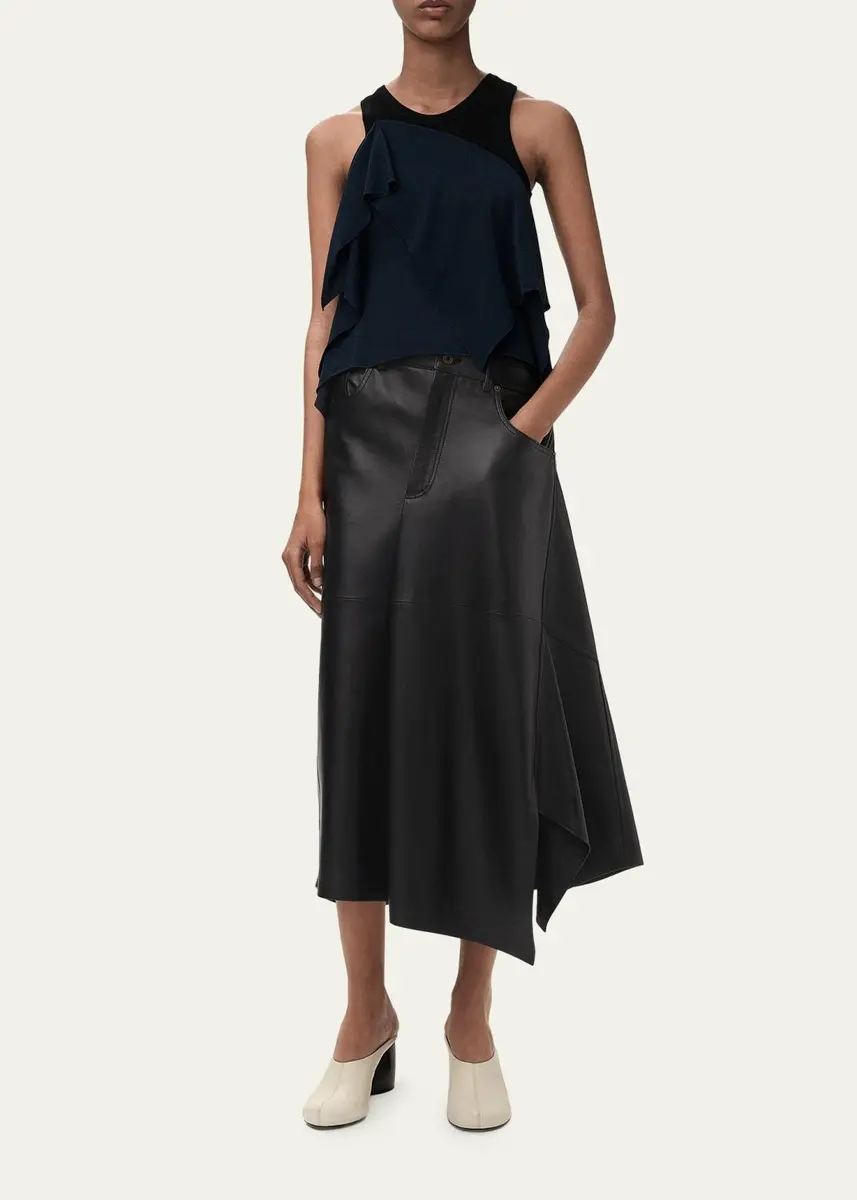 Loewe Asymmetric Leather Midi Skirt | Thumbnail 3 Loewe Asymmetric Leather Midi Skirt | Thumbnail 3