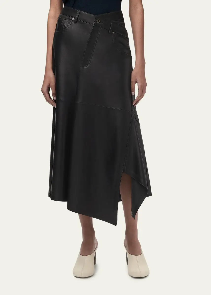 Loewe Asymmetric Leather Midi Skirt | Thumbnail 5 Loewe Asymmetric Leather Midi Skirt | Thumbnail 5