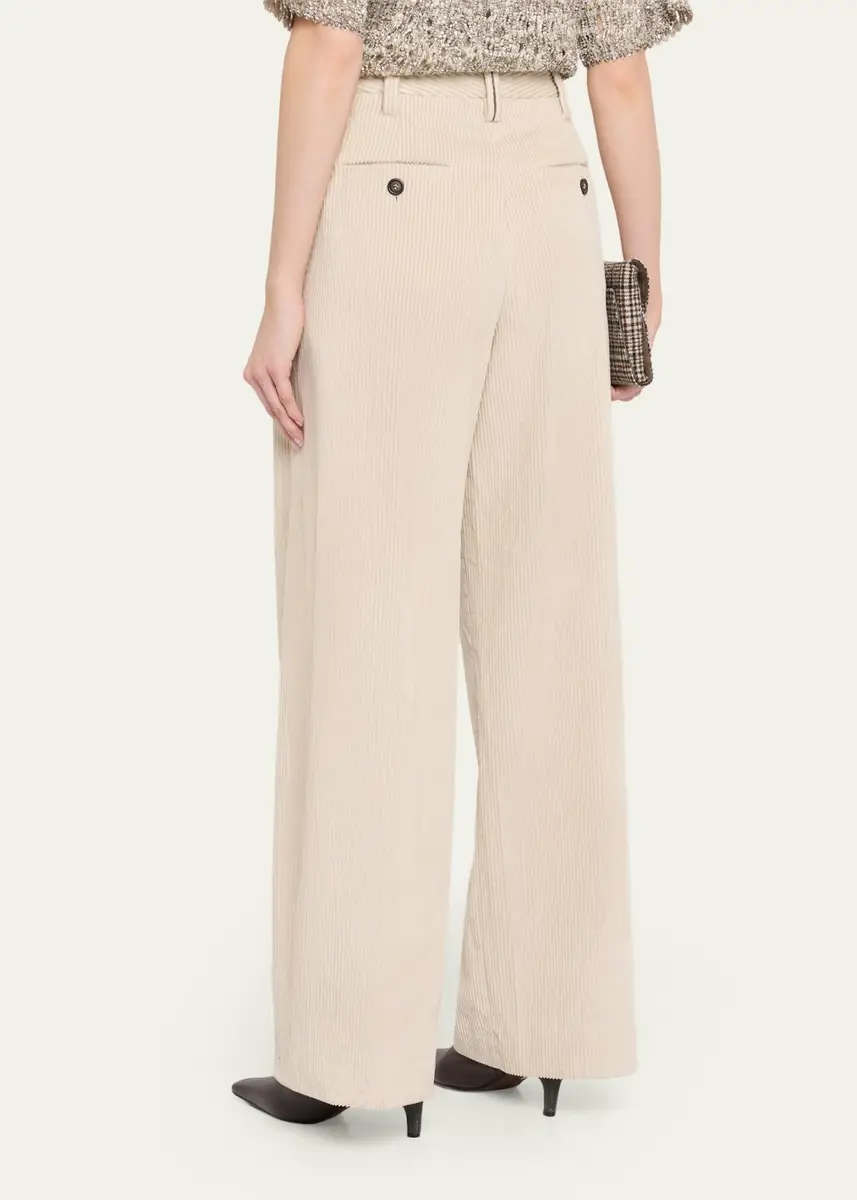 Brunello Cucinelli Cotton Corduroy Wide-Leg Trousers | Thumbnail 3 Brunello Cucinelli Cotton Corduroy Wide-Leg Trousers | Thumbnail 3