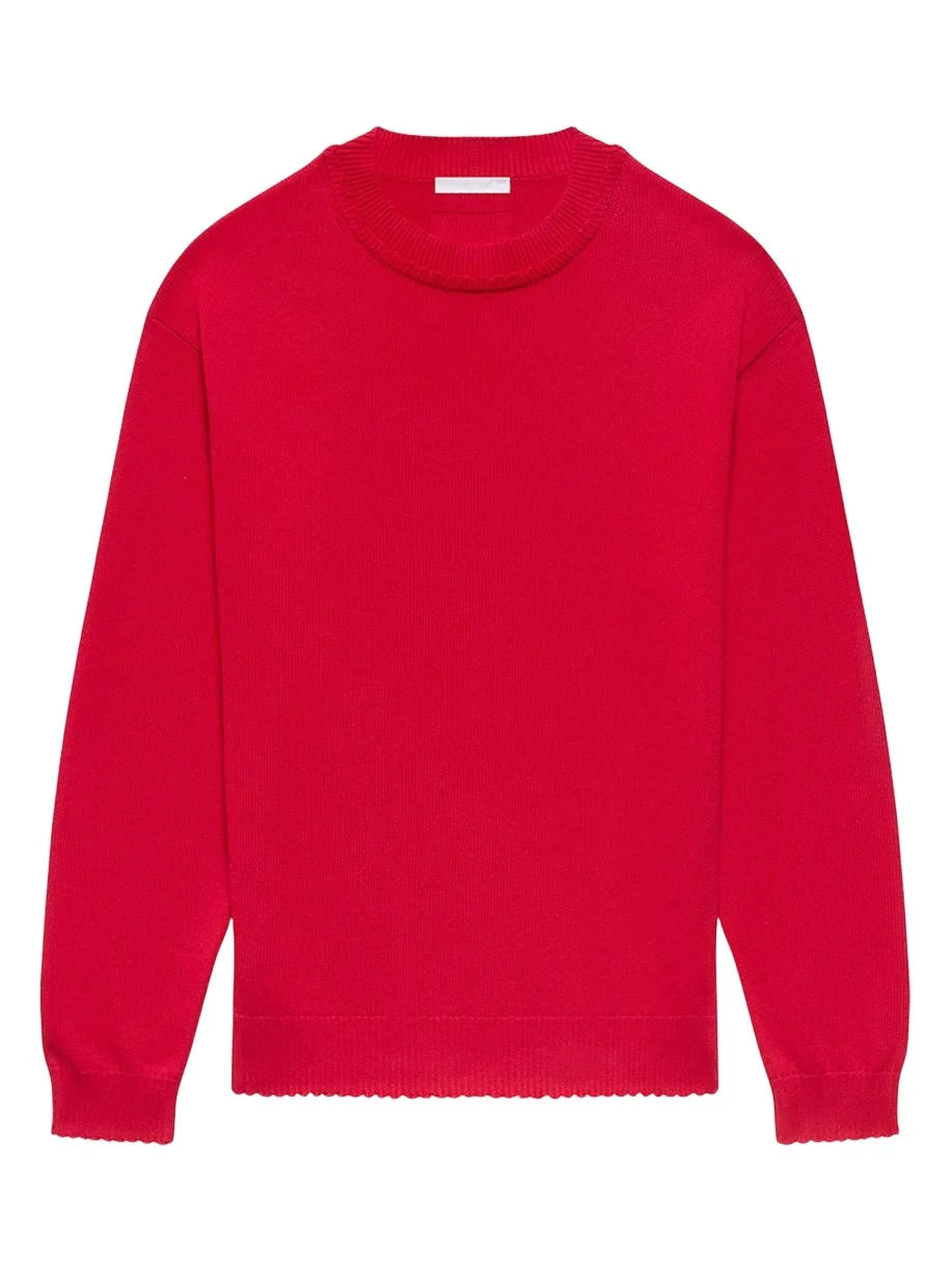 Men's Cotton Lettuce-Trim Crewneck Sweater