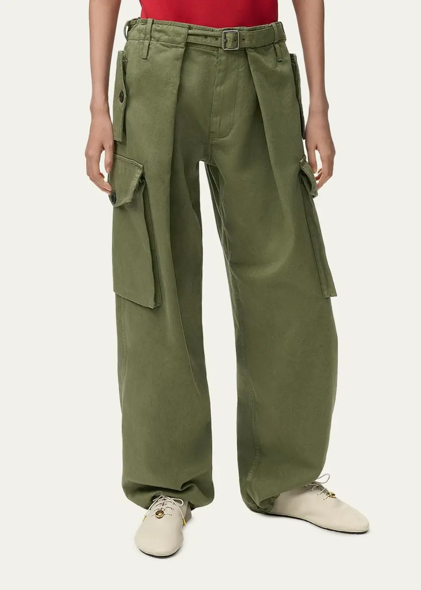Loewe Pleated Straight-Leg Cargo Trousers | Thumbnail 4 Loewe Pleated Straight-Leg Cargo Trousers | Thumbnail 4