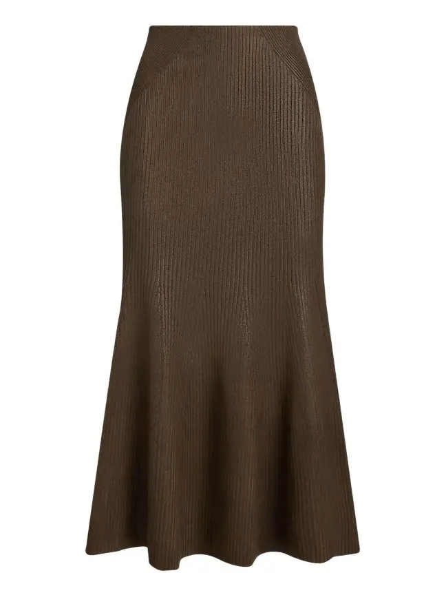 Adrianna Foiled Rib-Knit Sweater Skirt