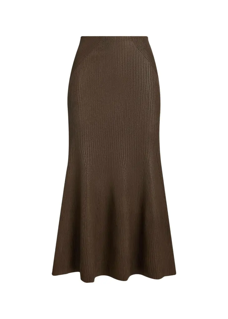 Ralph Lauren Collection Adrianna Foiled Rib-Knit Sweater Skirt | Image 1 Ralph Lauren Collection Adrianna Foiled Rib-Knit Sweater Skirt | Image 1