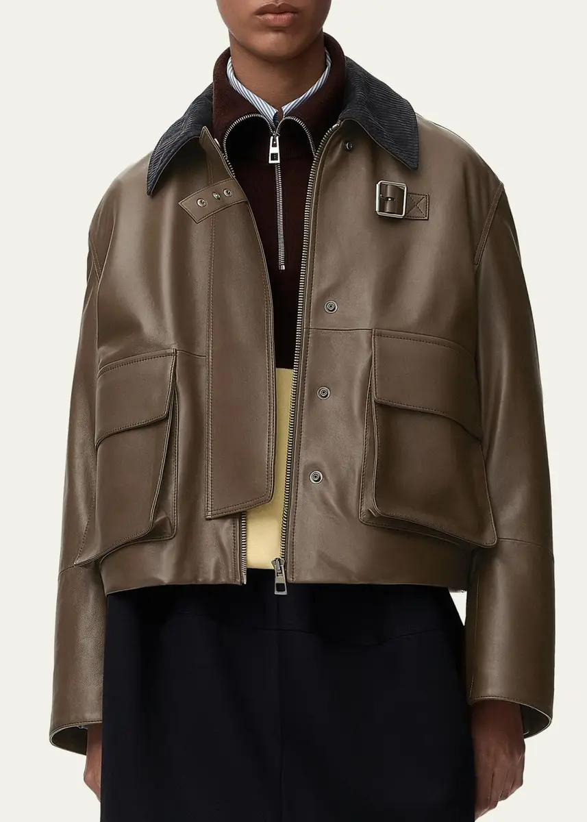 Loewe Corduroy-Collar Leather Utility Jacket | Thumbnail 4 Loewe Corduroy-Collar Leather Utility Jacket | Thumbnail 4