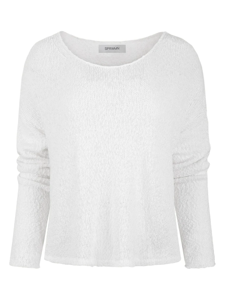 Sprwmn Boucle Off-Shoulder Sweater