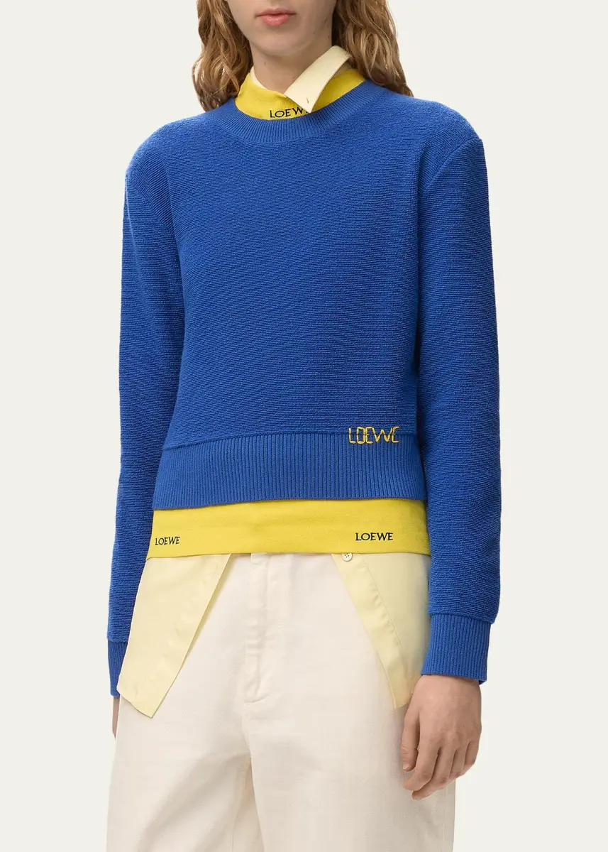 Loewe Logo Embroidered Wool Crewneck Sweater | Thumbnail 4 Loewe Logo Embroidered Wool Crewneck Sweater | Thumbnail 4