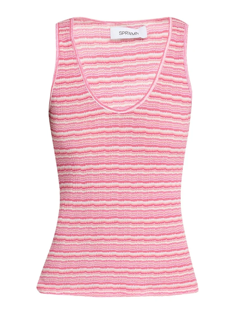 Sprwmn Striped Knit Tank Top