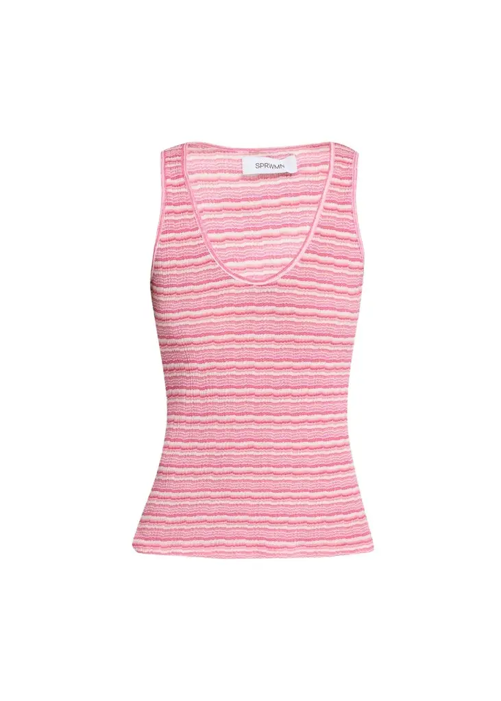 Sprwmn Striped Knit Tank Top | Image 1 Sprwmn Striped Knit Tank Top | Image 1