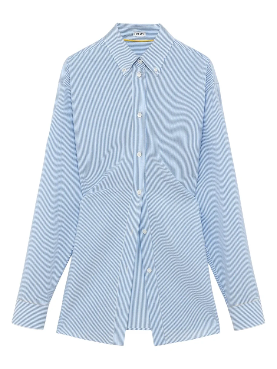Loewe Striped Draped Waist Button-Down Shirt