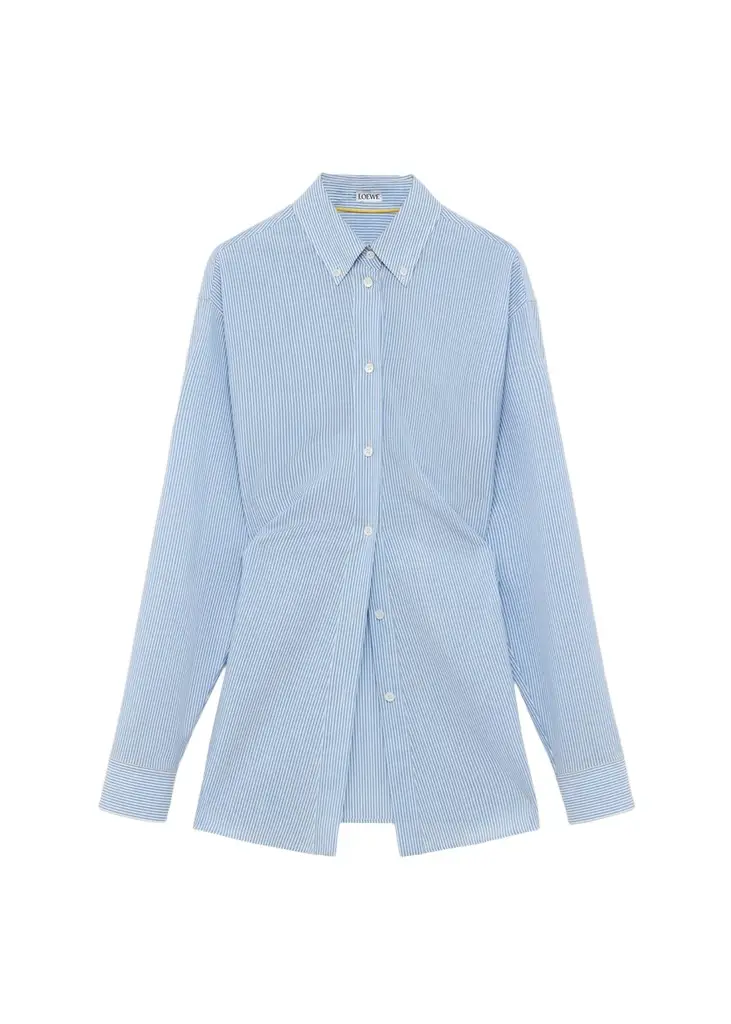 LOEWE Striped Draped Waist Button-Down Shirt | Image 1 LOEWE Striped Draped Waist Button-Down Shirt | Image 1