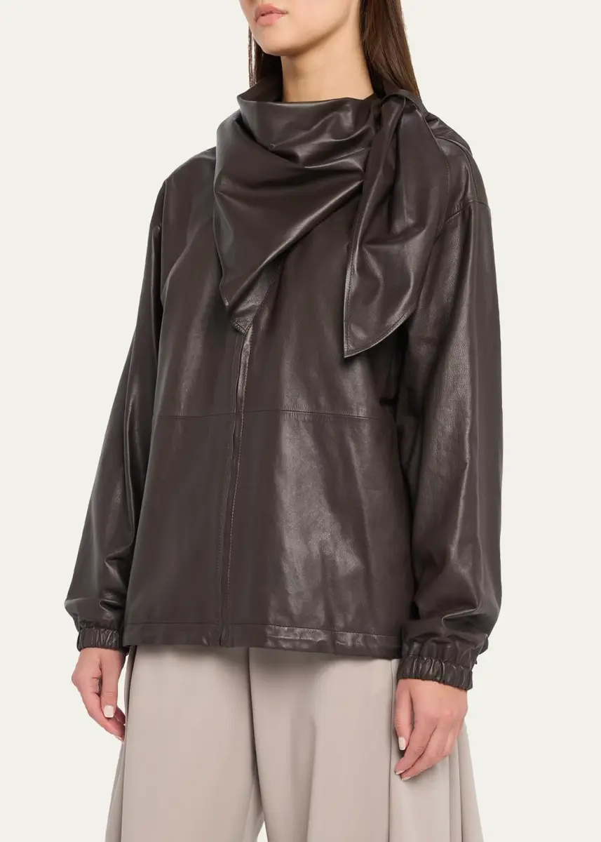 Loewe Leather Scarf Zipped Jacket | Thumbnail 4