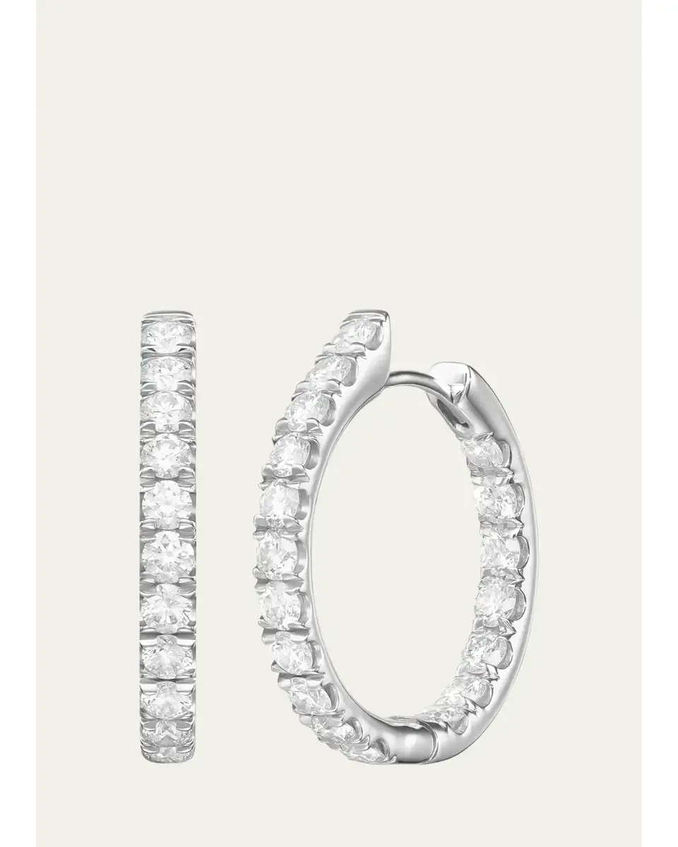 Melissa Kaye Clara Medium Diamond Hoop Earrings | Image 1 Melissa Kaye Clara Medium Diamond Hoop Earrings | Image 1