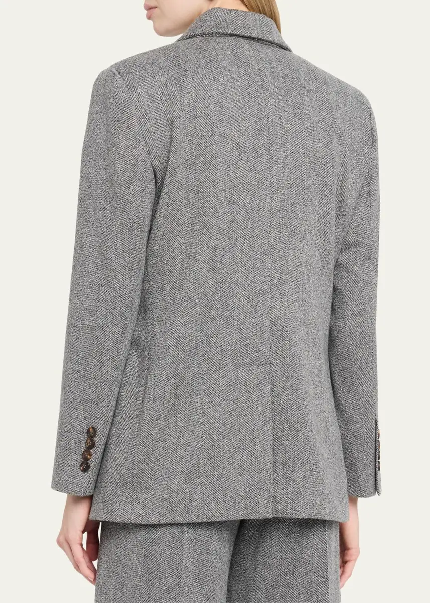 Brunello Cucinelli Wool-Mohair Herringbone Blazer | Thumbnail 3