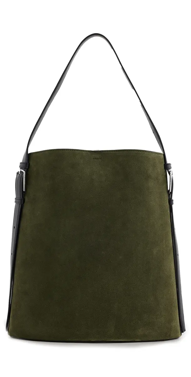Coperni Suede Ergonomic Tote Green Khaki One Size | Image 1 Coperni Suede Ergonomic Tote Green Khaki One Size | Image 1