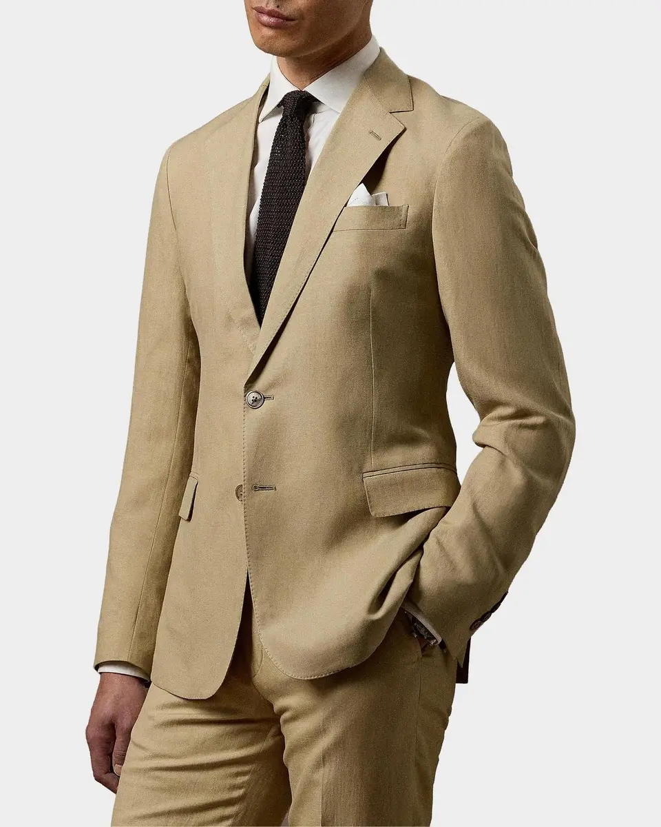 Ralph Lauren Purple Label Men's Hadley Hand-Tailored Silk-Linen Jacket | Thumbnail 4