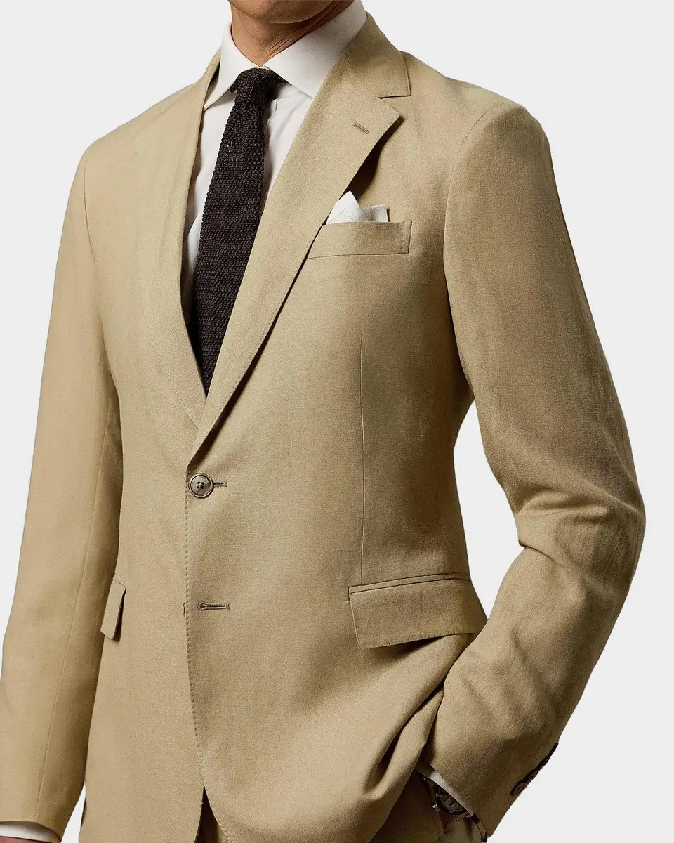 Ralph Lauren Purple Label Men's Hadley Hand-Tailored Silk-Linen Jacket | Thumbnail 5