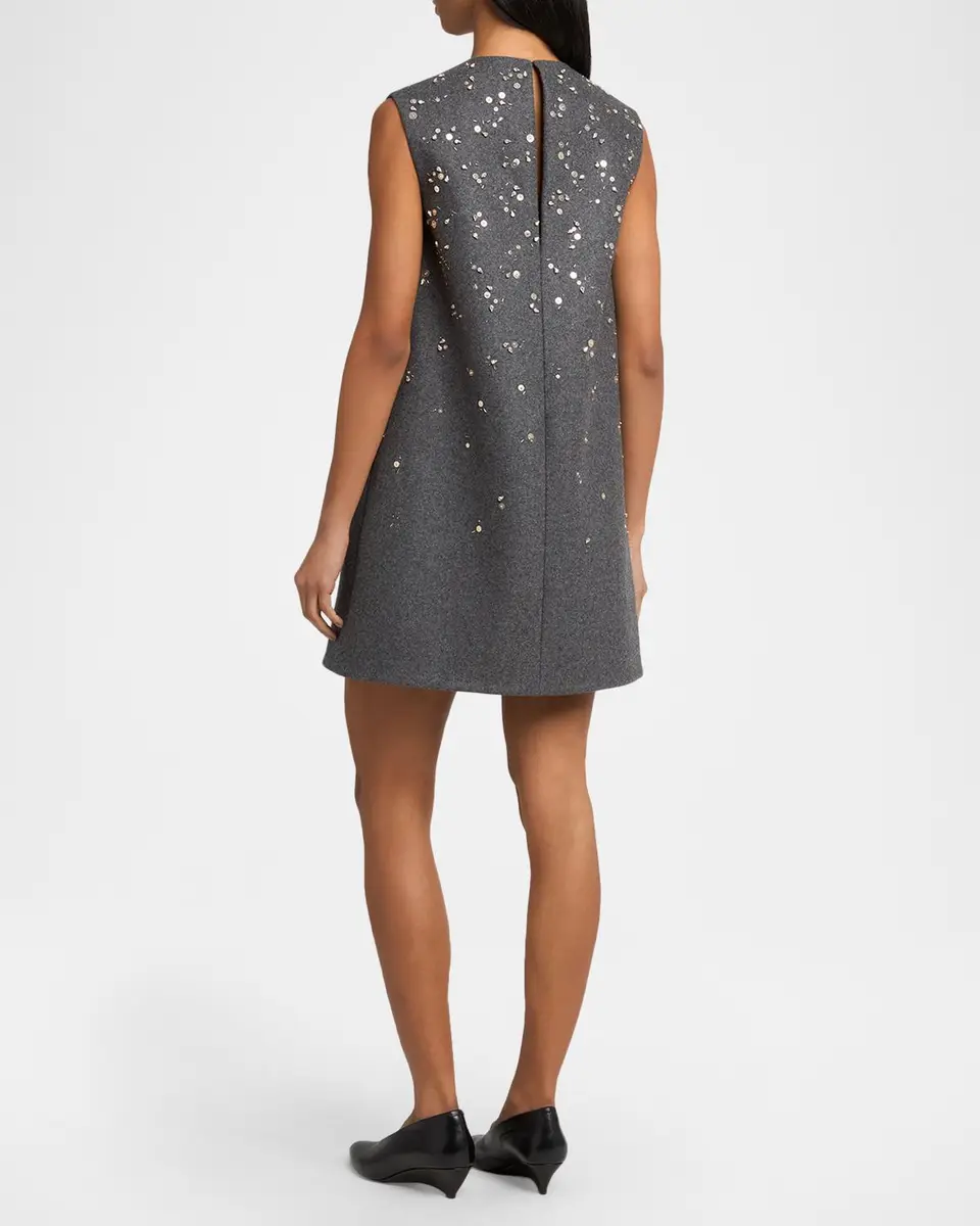 Jil Sander Sequin-Embroidered Wool Shift Mini Dress | Thumbnail 3 Jil Sander Sequin-Embroidered Wool Shift Mini Dress | Thumbnail 3