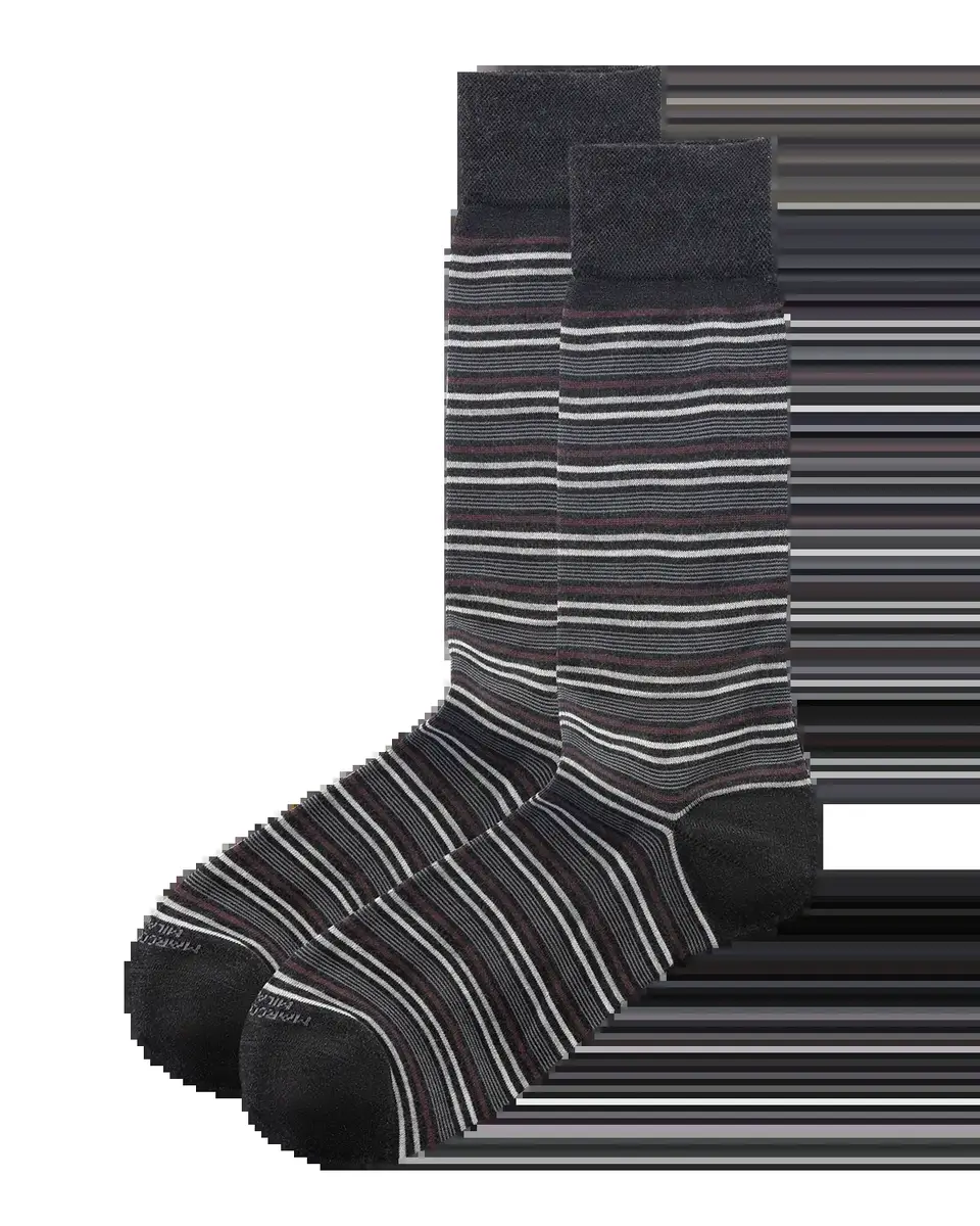Marcoliani Men's Multi-Stripe Cotton Blend Mid-Calf Socks | Thumbnail 2 Marcoliani Men's Multi-Stripe Cotton Blend Mid-Calf Socks | Thumbnail 2