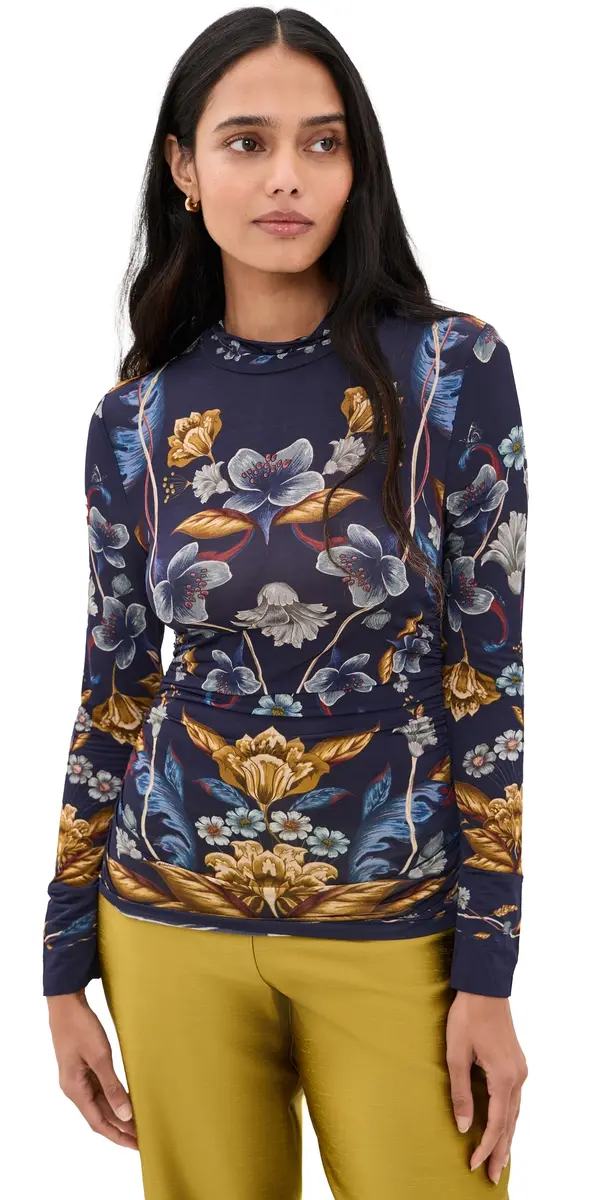 Farm Rio Golden Nature Blouse Golden Nature Navy Blue | Image 1 Farm Rio Golden Nature Blouse Golden Nature Navy Blue | Image 1