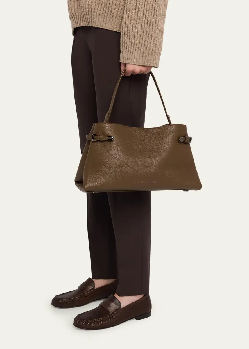 Brunello Cucinelli Essence Grain Leather Top-Handle Bag | Thumbnail 2