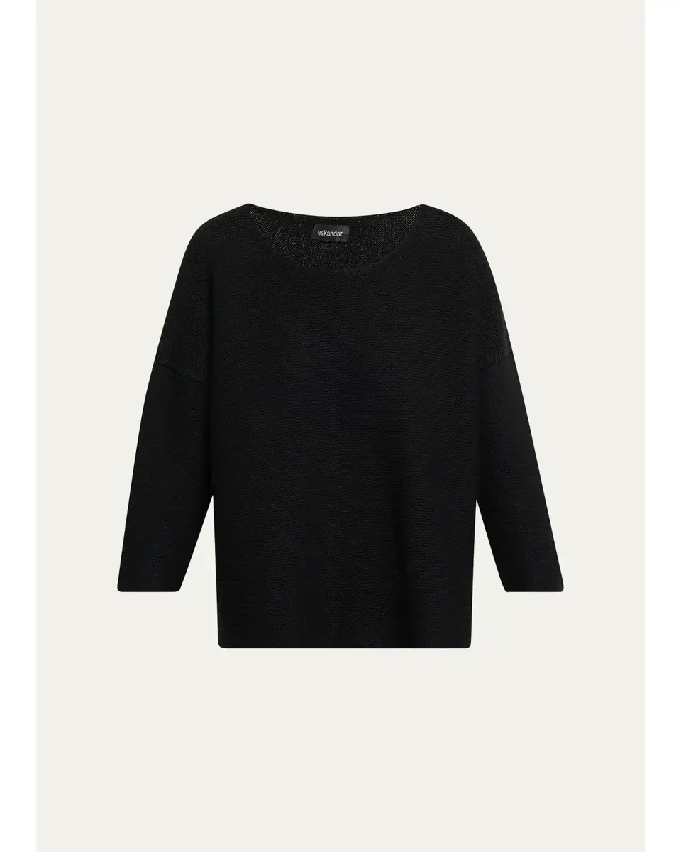 Eskandar Mulberry Silk Cropped Bateau | Thumbnail 2 Eskandar Mulberry Silk Cropped Bateau | Thumbnail 2