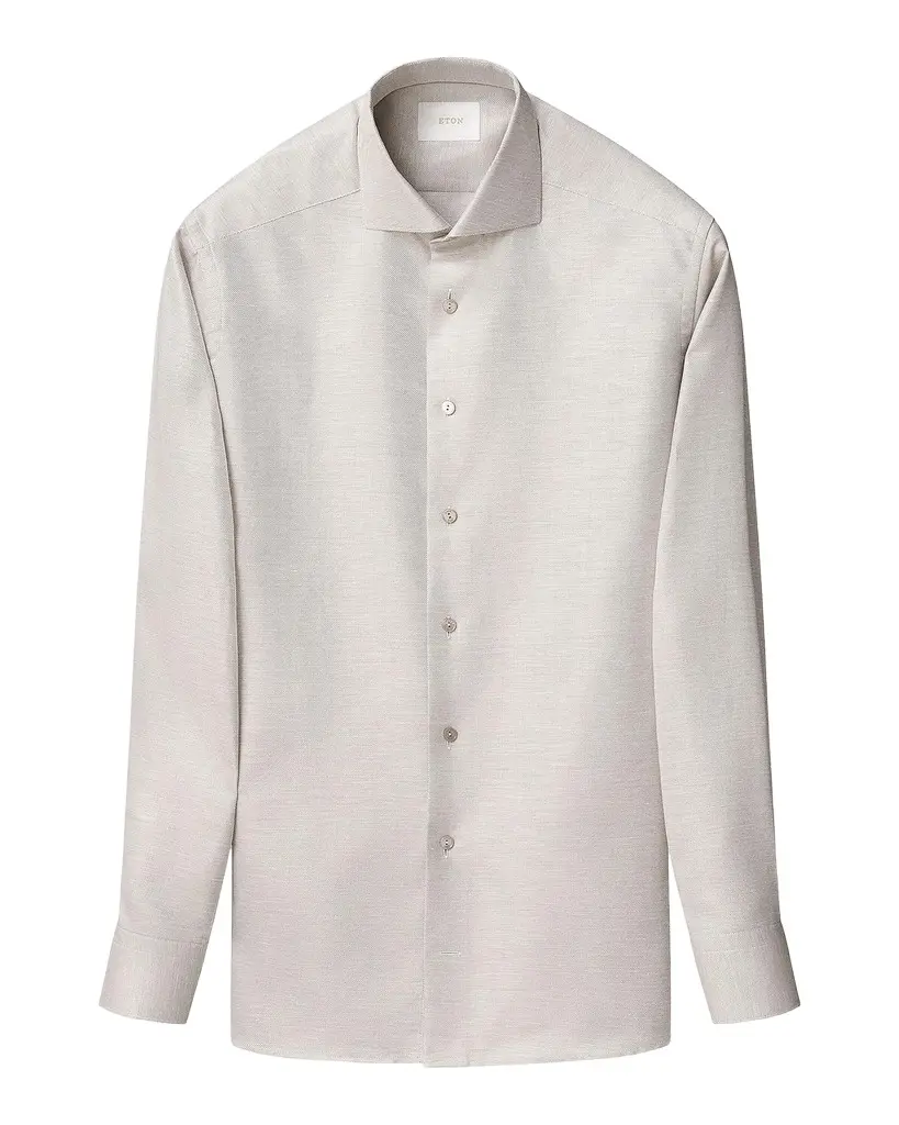 Eton Men's Contemporary Fit Textured Cotton-Linen Shirt