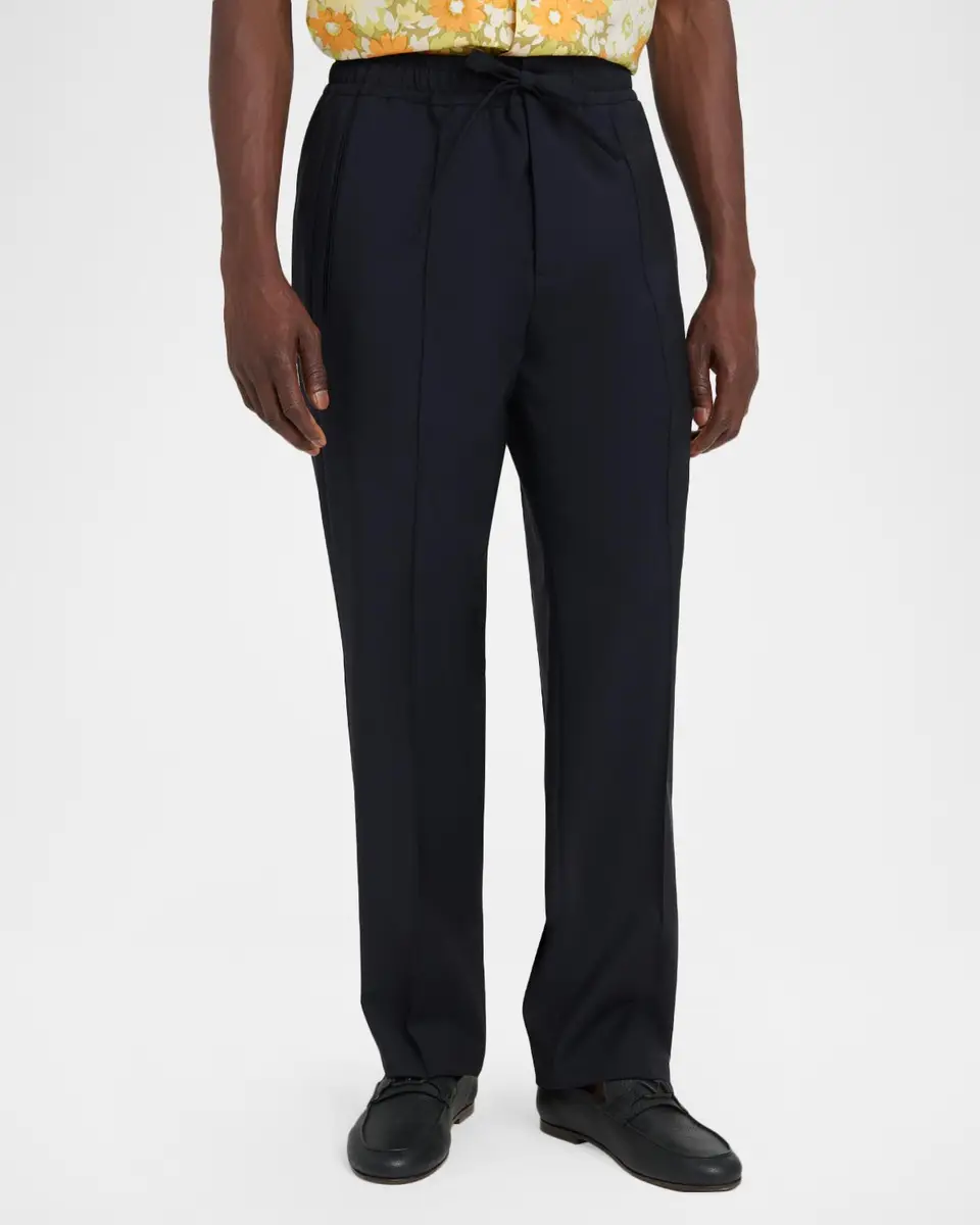 Valentino Garavani Men's Ricamo Pintuck-Front Drawstring Pants | Thumbnail 4