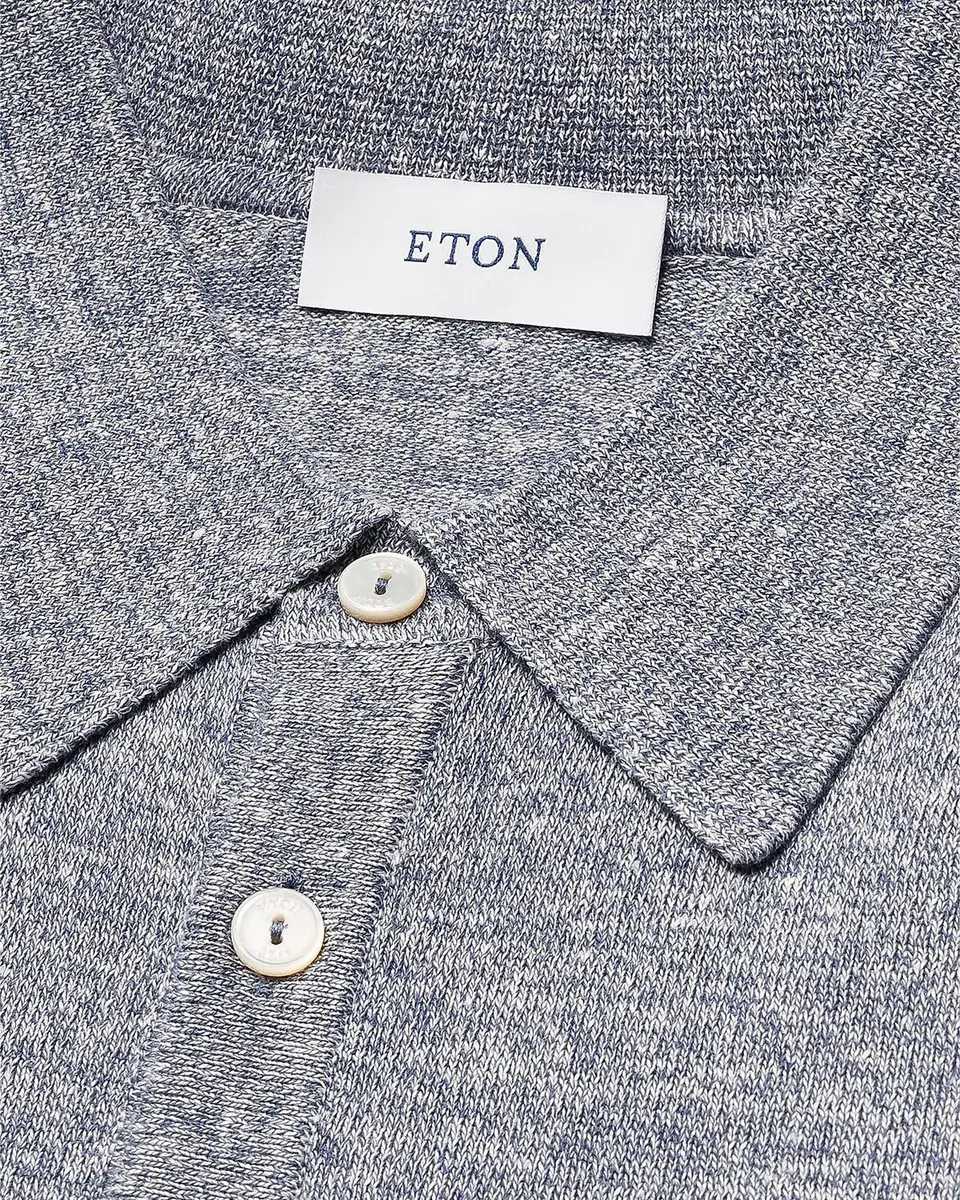 Eton Linen-Cotton Fine Knit Polo Shirt | Thumbnail 2 Eton Linen-Cotton Fine Knit Polo Shirt | Thumbnail 2