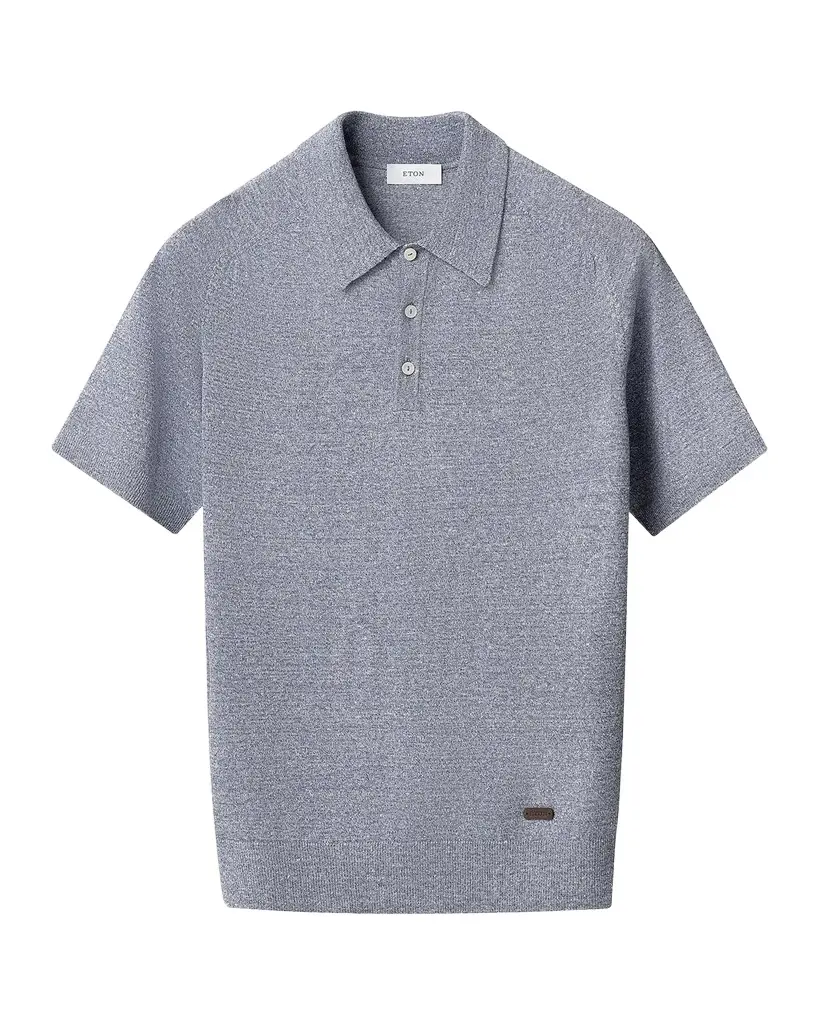 Eton Linen-Cotton Fine Knit Polo Shirt | Image 1 Eton Linen-Cotton Fine Knit Polo Shirt | Image 1