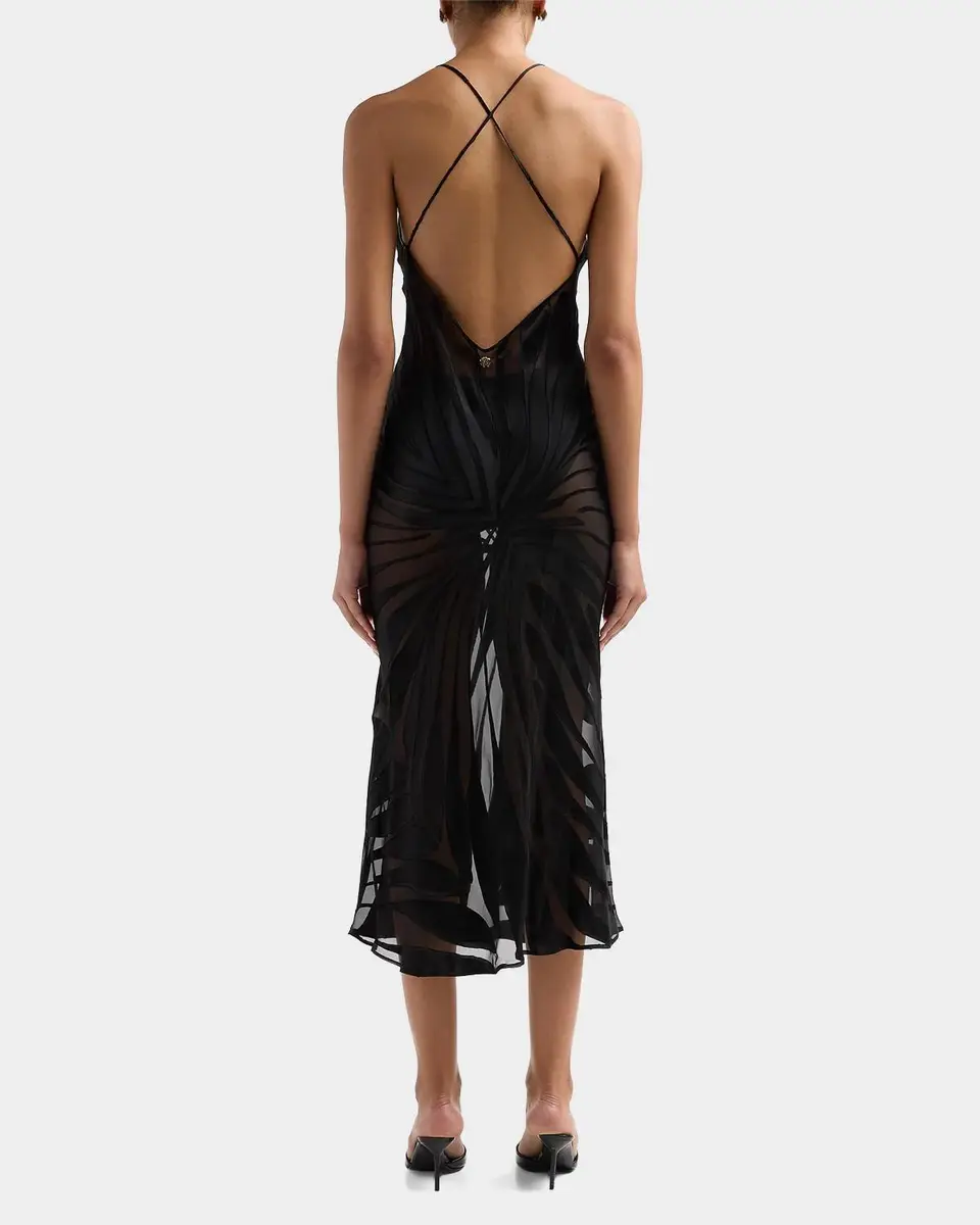 Roberto Cavalli Sleeveless Ray Devoré Backless Midi Slip Dress | Thumbnail 3 Roberto Cavalli Sleeveless Ray Devoré Backless Midi Slip Dress | Thumbnail 3