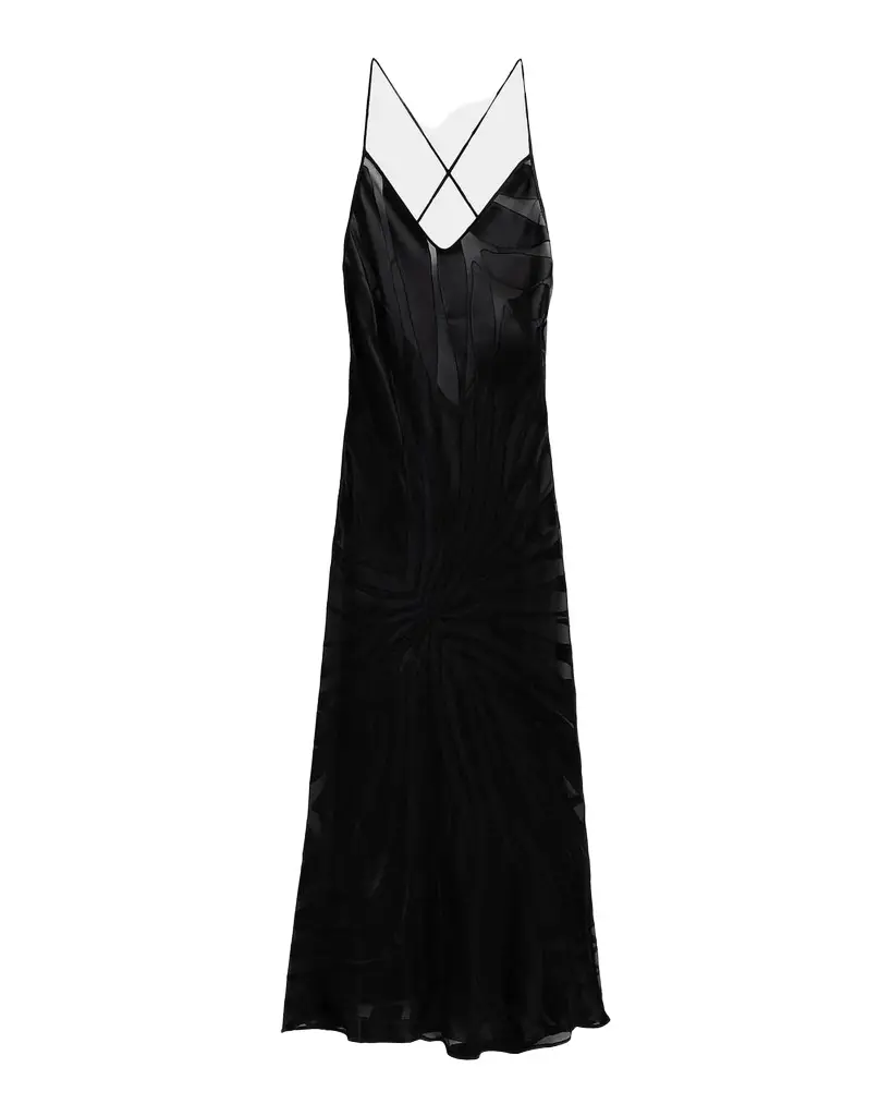 Roberto Cavalli Sleeveless Ray Devoré Backless Midi Slip Dress