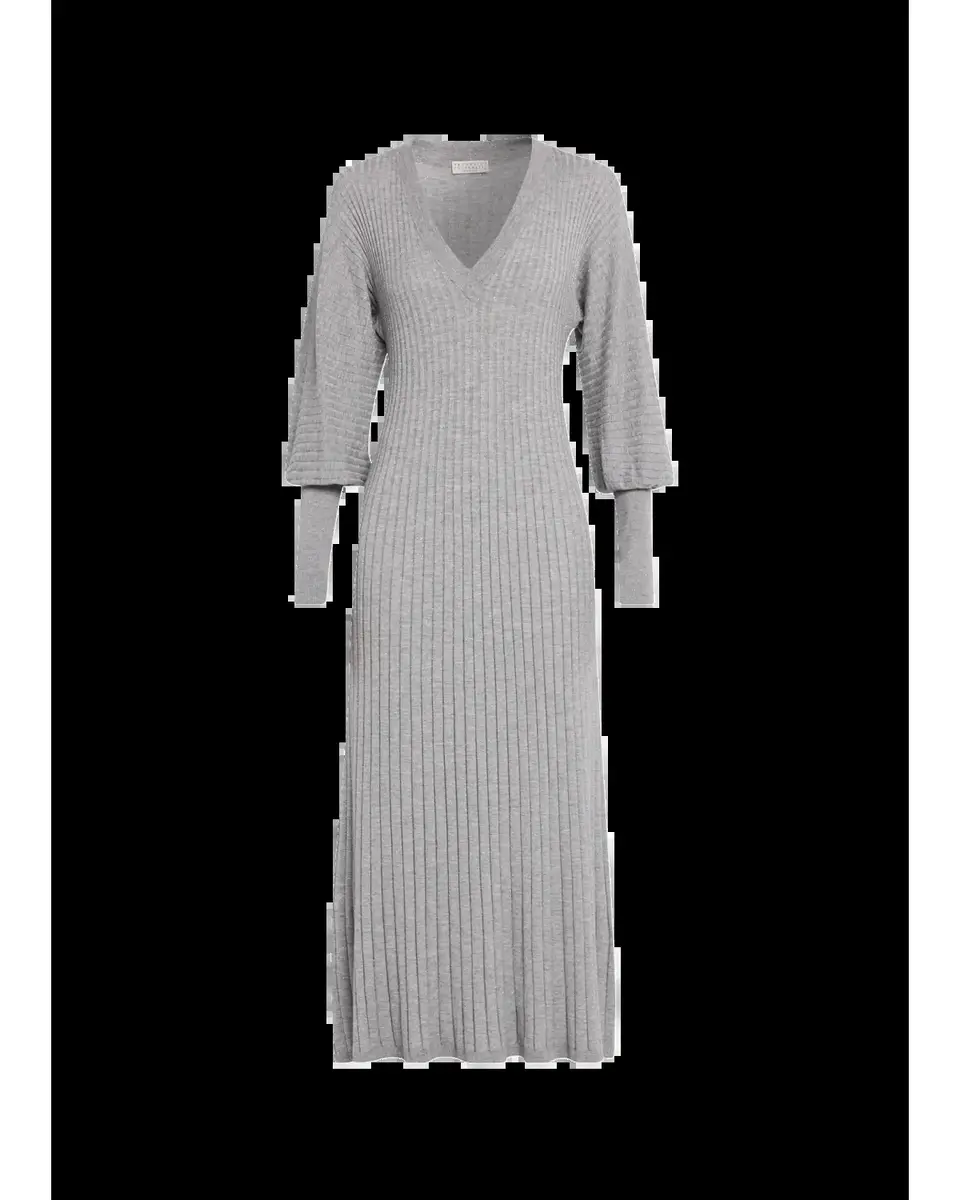 Brunello Cucinelli Sparkle Cashmere Rib Long-Sleeve Midi Dress | Thumbnail 2 Brunello Cucinelli Sparkle Cashmere Rib Long-Sleeve Midi Dress | Thumbnail 2