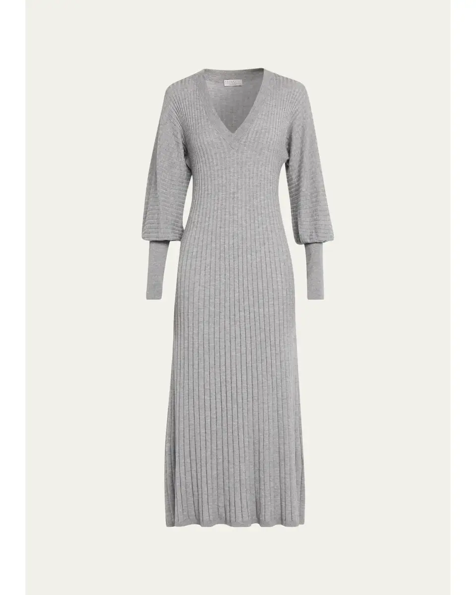 Sparkle Cashmere Rib Long-Sleeve Midi Dress Sparkle Cashmere Rib Long-Sleeve Midi Dress