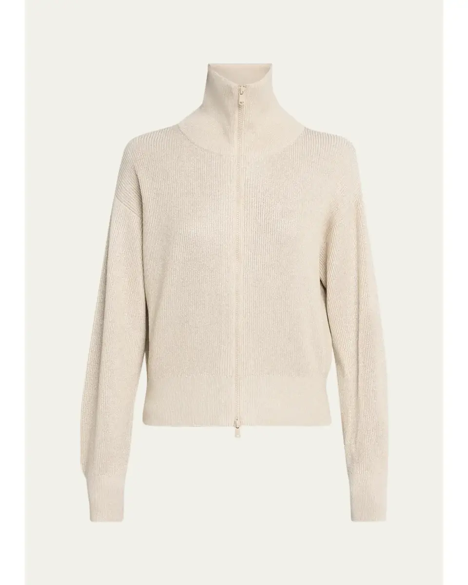 Sparkle Rib Knit Zip Cardigan Sparkle Rib Knit Zip Cardigan