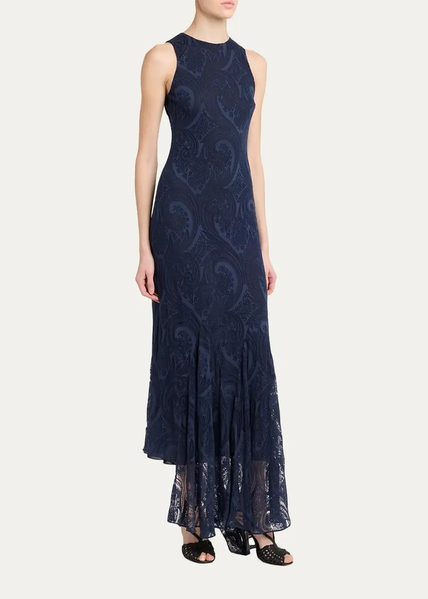 Etro Long Sleeveless Paisley Jacquard Dress | Thumbnail 4