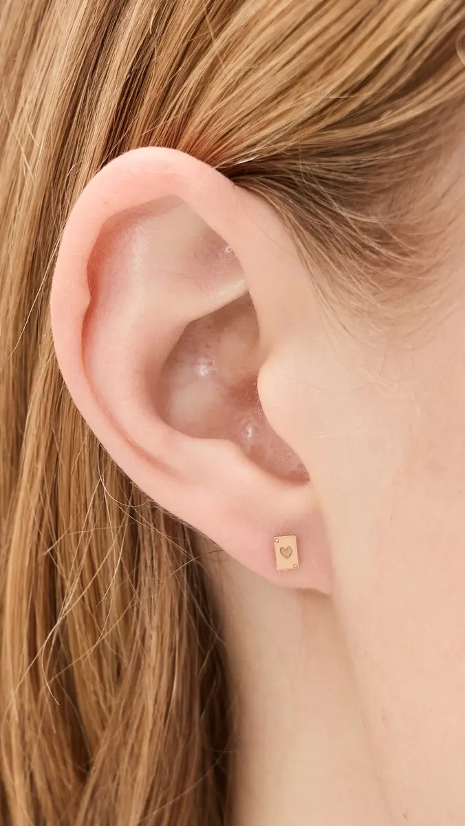 Zoë Chicco 14k Gold Itty Bitty Queen of Hearts Stud Earring | Thumbnail 3