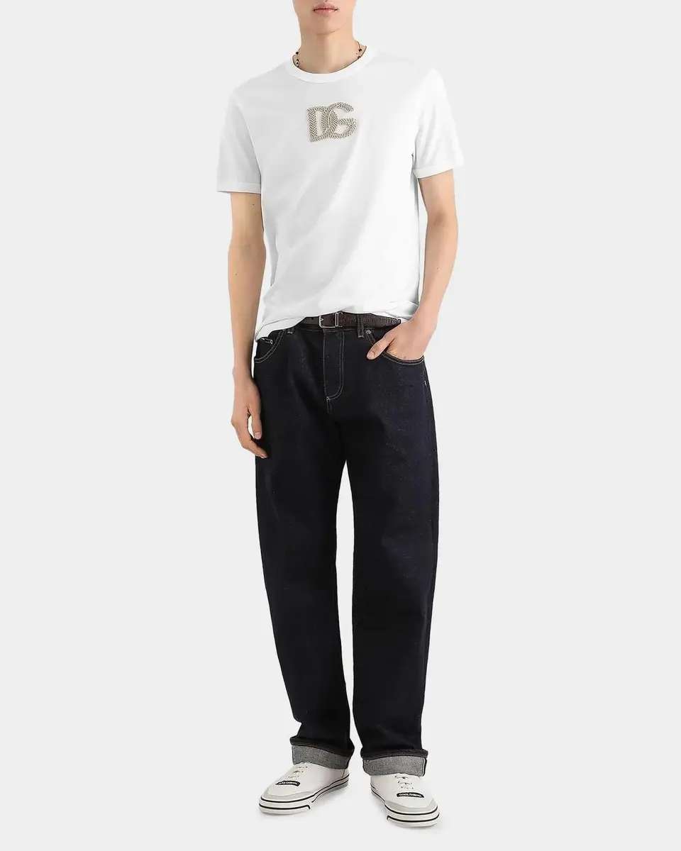 Dolce & Gabbana Logo-Appliqué Cotton T-Shirt | Thumbnail 2 Dolce & Gabbana Logo-Appliqué Cotton T-Shirt | Thumbnail 2