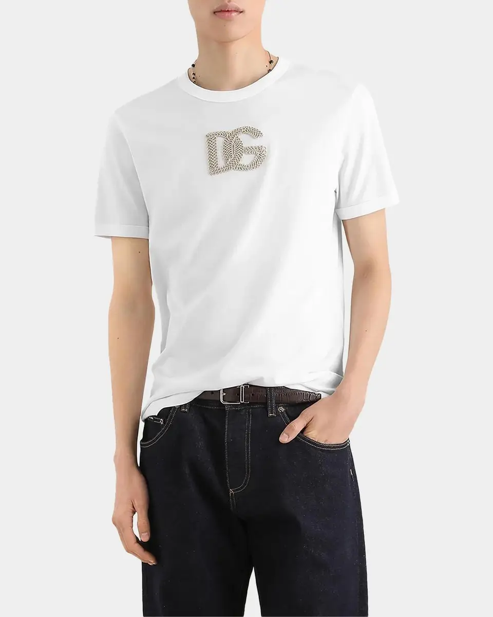 Dolce & Gabbana Logo-Appliqué Cotton T-Shirt | Thumbnail 4 Dolce & Gabbana Logo-Appliqué Cotton T-Shirt | Thumbnail 4