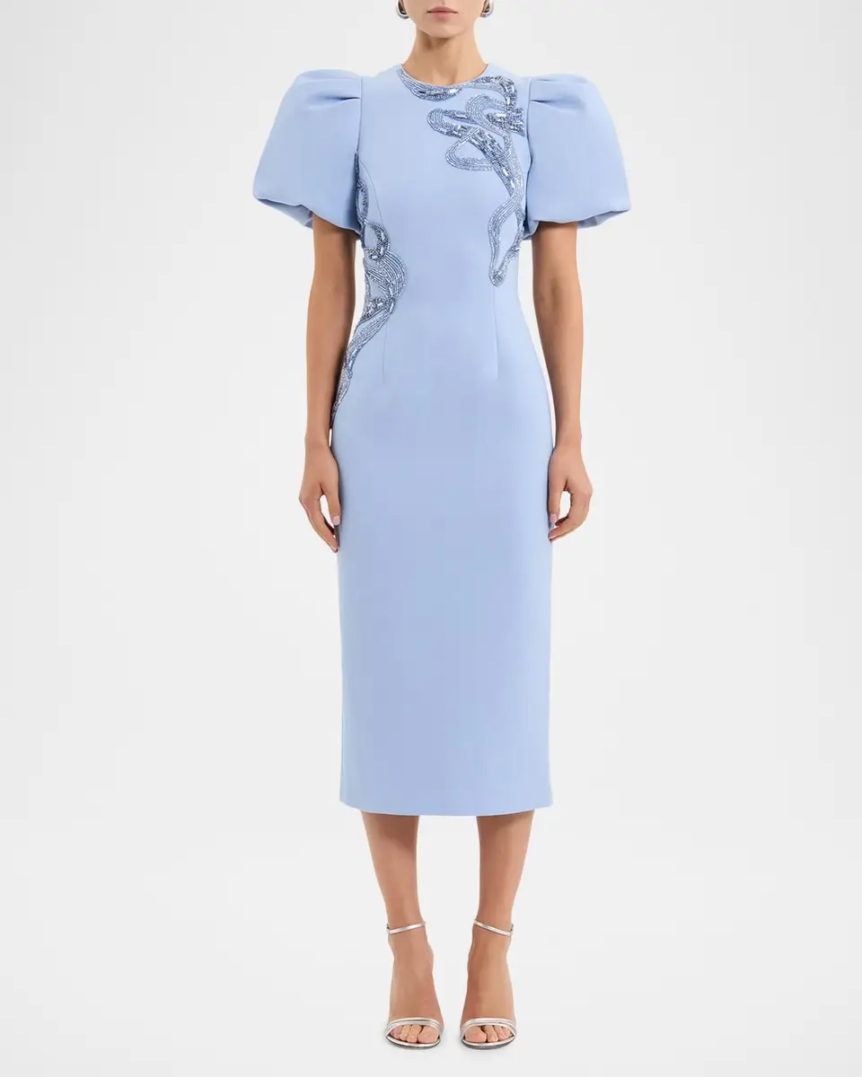 Rebecca Vallance Aylin Embroidered Puff-Sleeve Midi Dress | Thumbnail 2 Rebecca Vallance Aylin Embroidered Puff-Sleeve Midi Dress | Thumbnail 2