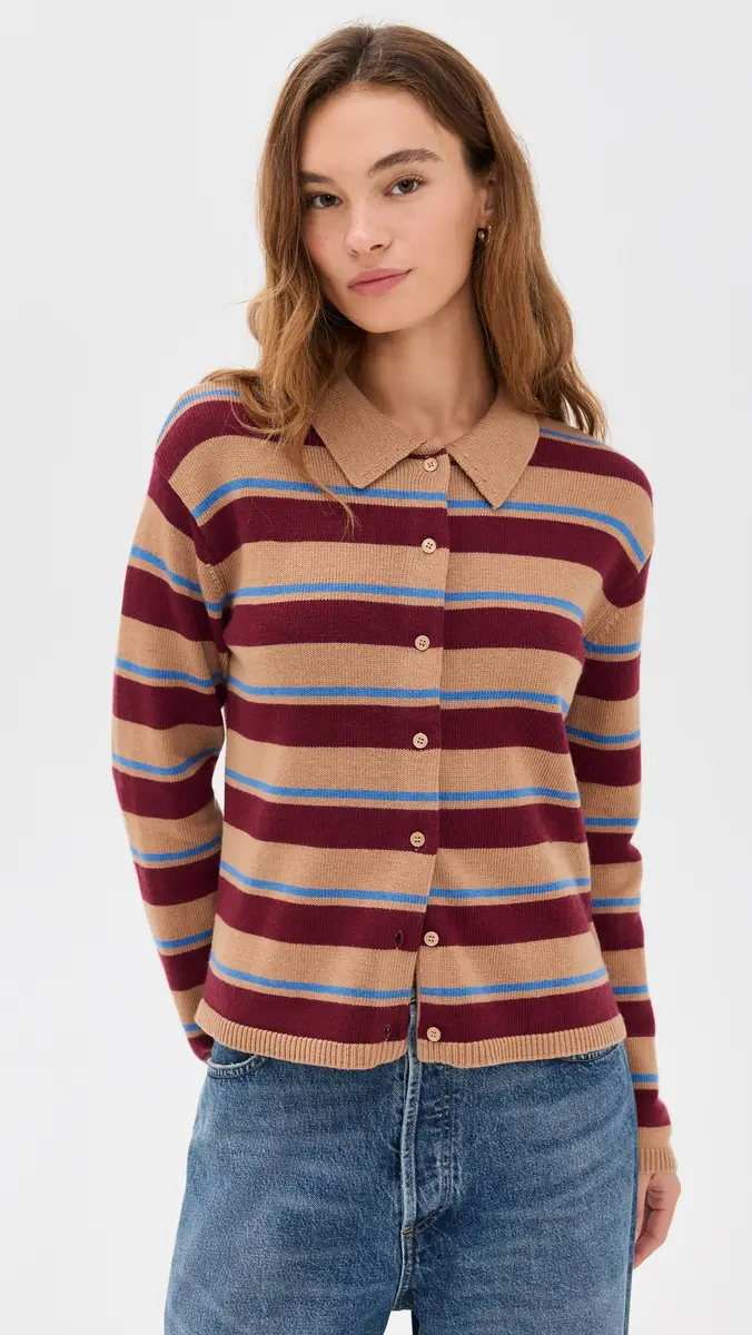 English Factory Striped Collar Shirt Cardigan | Thumbnail 2 English Factory Striped Collar Shirt Cardigan | Thumbnail 2