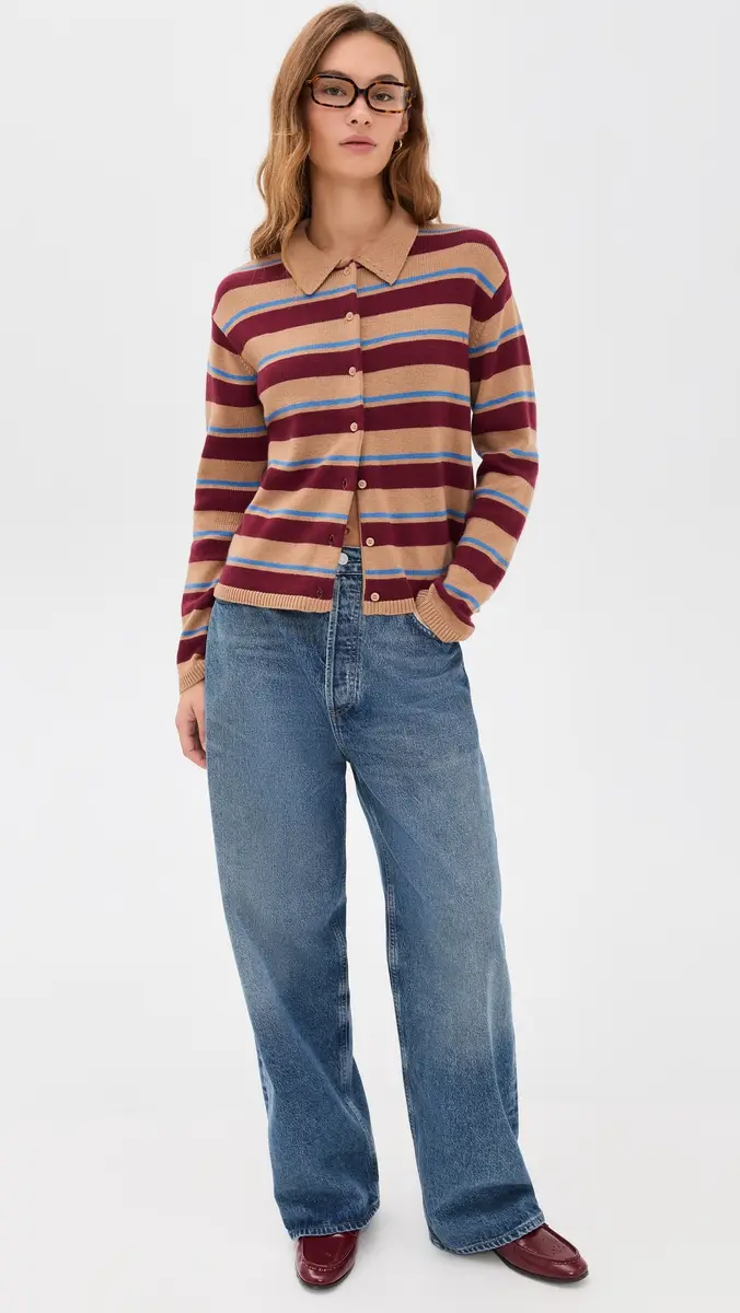 English Factory Striped Collar Shirt Cardigan | Thumbnail 5 English Factory Striped Collar Shirt Cardigan | Thumbnail 5