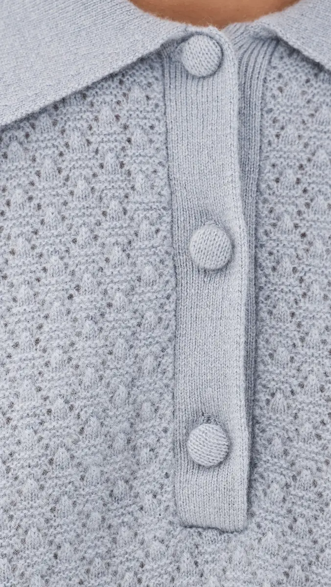 Frame The Cashmere Long Sleeve Honeycomb Polo Sweater | Thumbnail 6