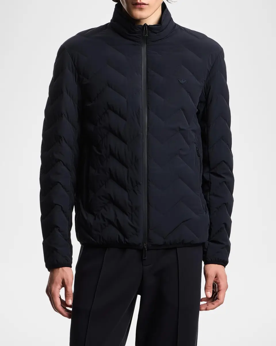 Emporio Armani Chevron-Quilted Nylon Down Jacket | Thumbnail 4 Emporio Armani Chevron-Quilted Nylon Down Jacket | Thumbnail 4