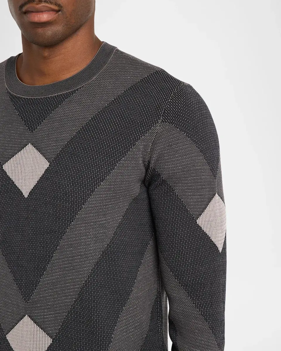 Emporio Armani Cotton Chevron Jacquard Crewneck Sweater | Thumbnail 5 Emporio Armani Cotton Chevron Jacquard Crewneck Sweater | Thumbnail 5