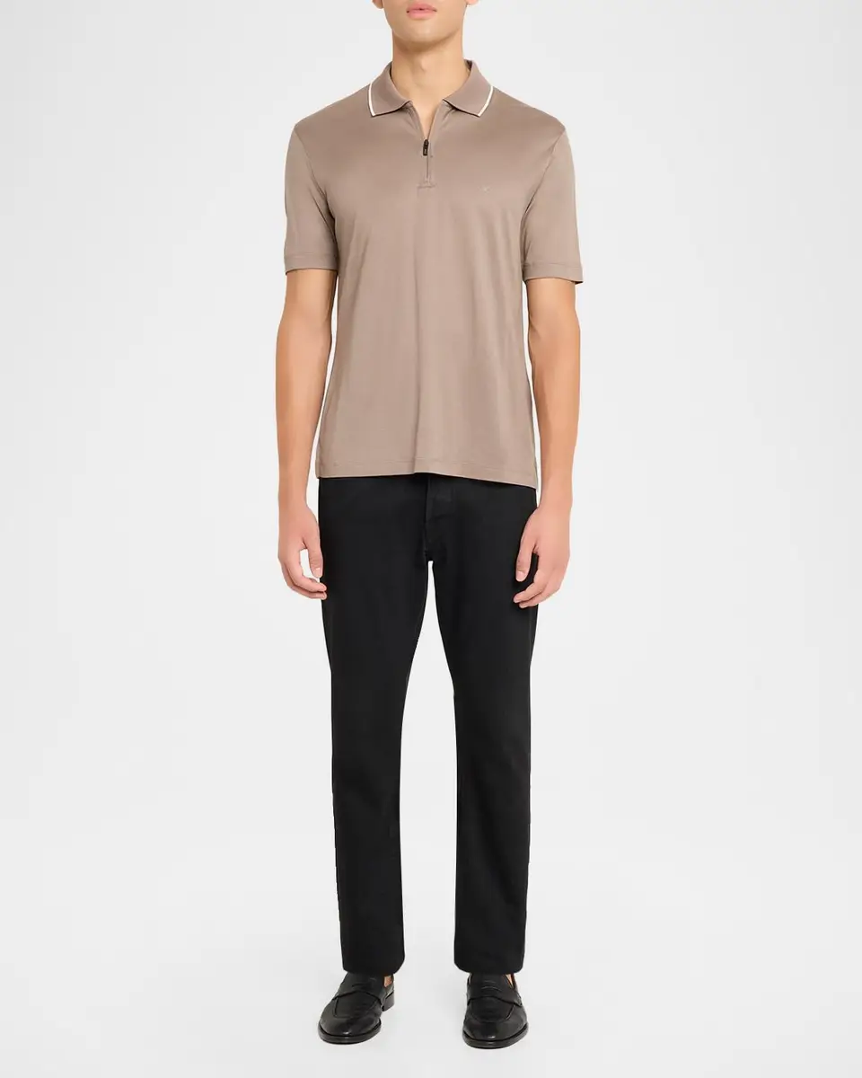 Emporio Armani Men's Contrast-Stripe Cotton-Jersey Polo Shirt | Thumbnail 2