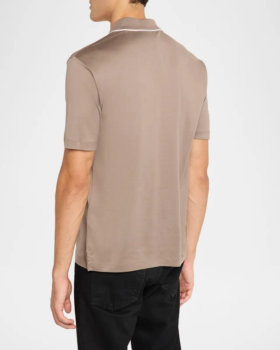Emporio Armani Men's Contrast-Stripe Cotton-Jersey Polo Shirt | Thumbnail 3