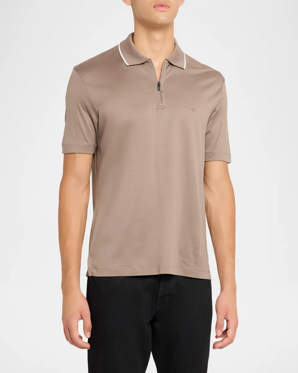 Emporio Armani Men's Contrast-Stripe Cotton-Jersey Polo Shirt | Thumbnail 4