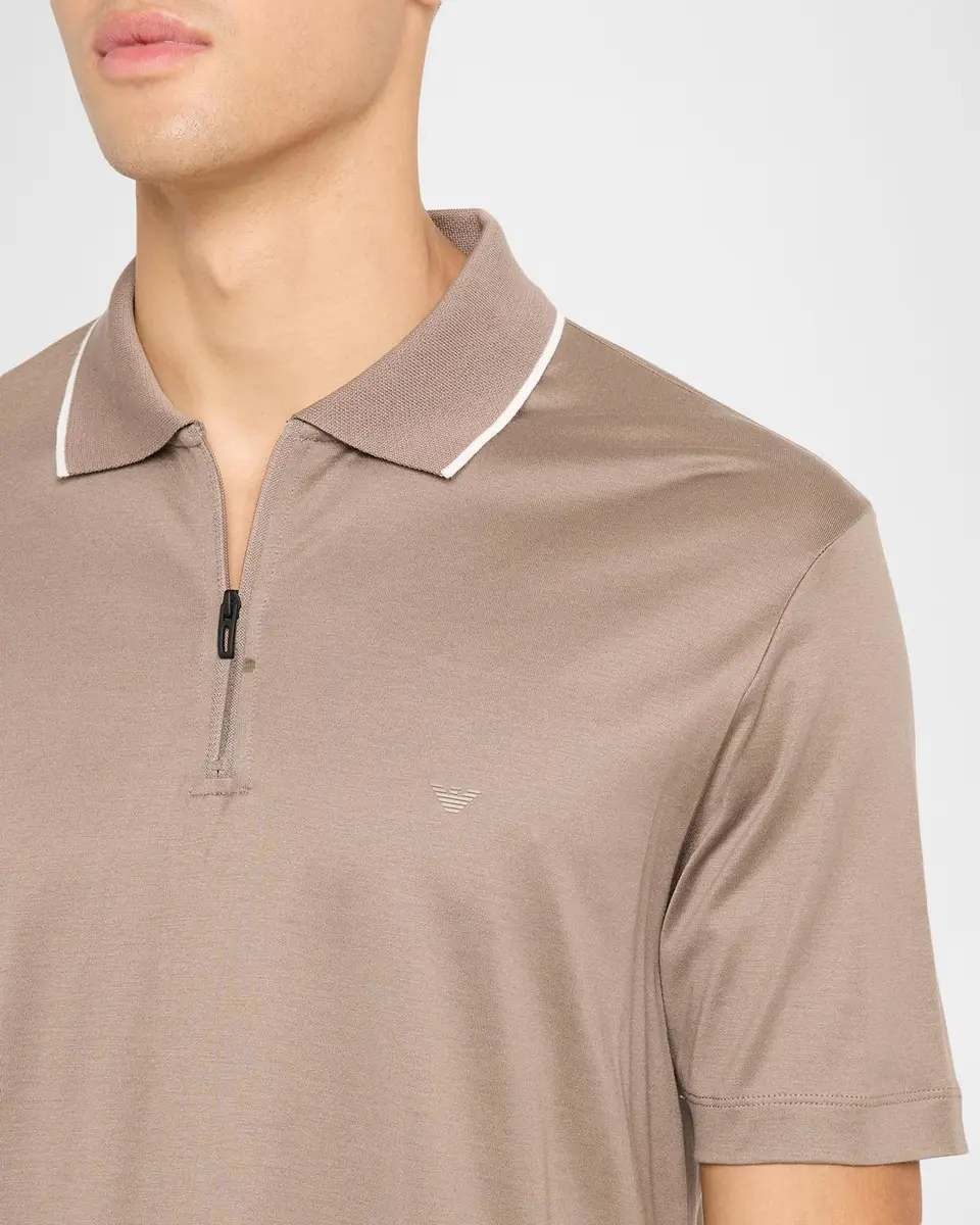 Emporio Armani Men's Contrast-Stripe Cotton-Jersey Polo Shirt | Thumbnail 5