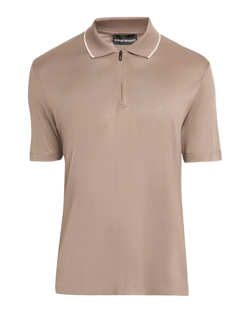 Emporio Armani Men's Contrast-Stripe Cotton-Jersey Polo Shirt | Image 1 Emporio Armani Men's Contrast-Stripe Cotton-Jersey Polo Shirt | Image 1